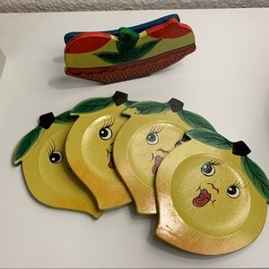 Vintage Hand Painted Lemon Coasters
